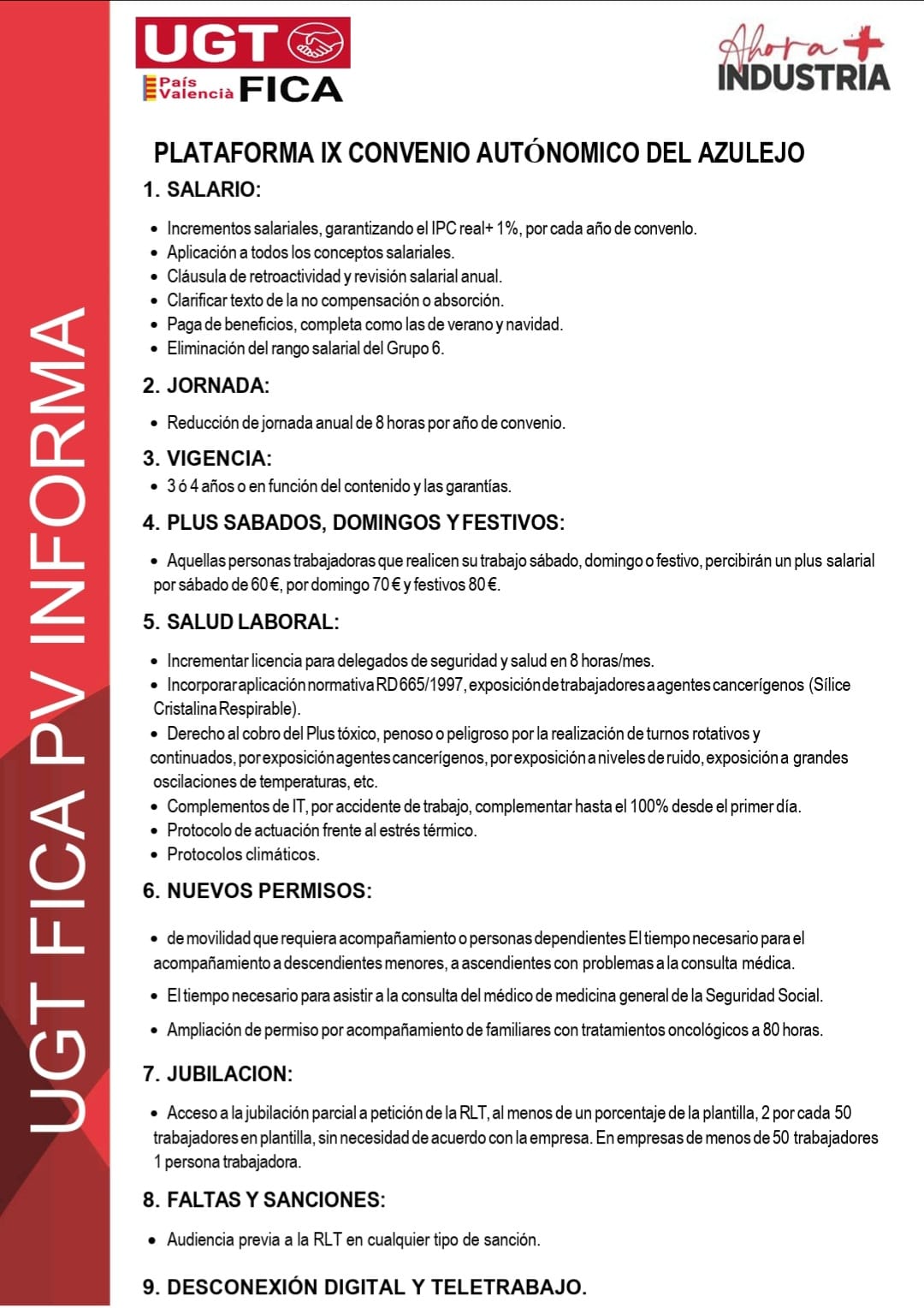 NEGOCIACIÓN IX CONVENIO DEL AZULEJO